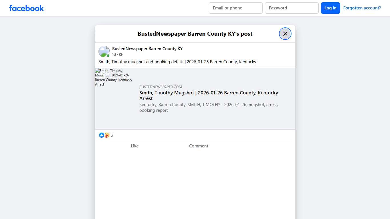 Smith, Timothy mugshot... - BustedNewspaper Barren County KY Facebook